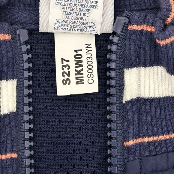 K Swiss Cropped full zip jacket Womens XS Blue Striped Windbreaker pockets - Picture 11 of 13